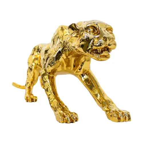 Leopardo de resina dorado de 1.02 m