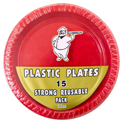 Juego de 15 platos rojos de plástico de 17.8cm