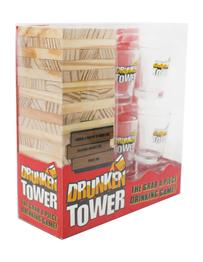 Juego de mesa de torre y 4 vasos de vidrio de drinks - Image 2