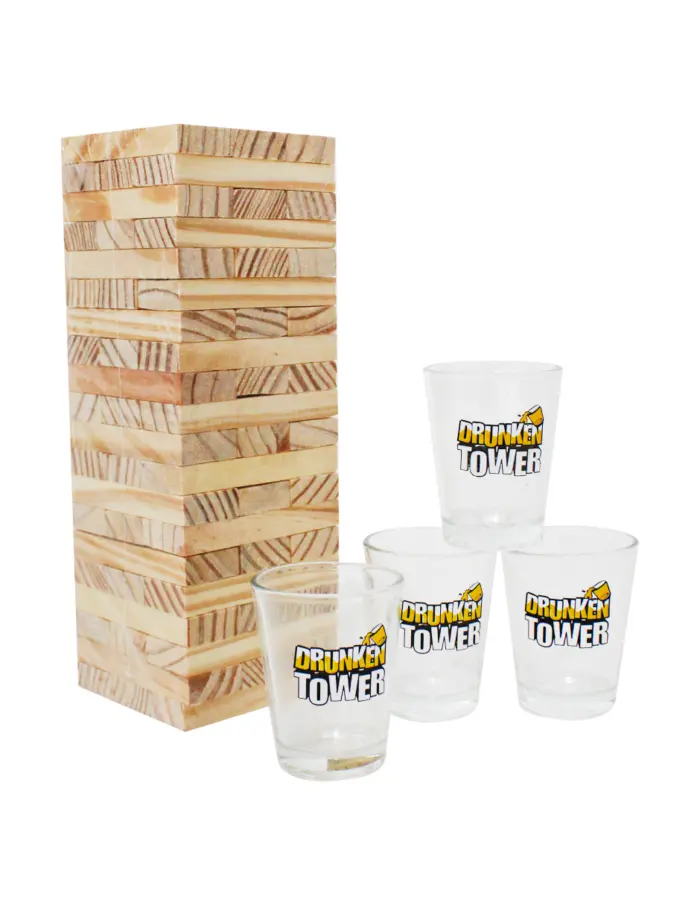 Juego de mesa de torre y 4 vasos de vidrio de drinks - Image 3