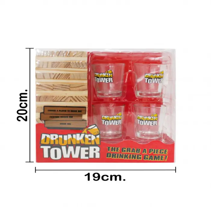 Juego de mesa de torre y 4 vasos de vidrio de drinks - Image 4