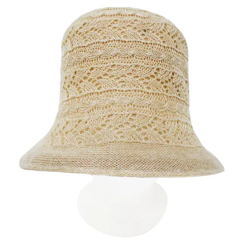 Sombrero tejido beige de 27x27x15cm