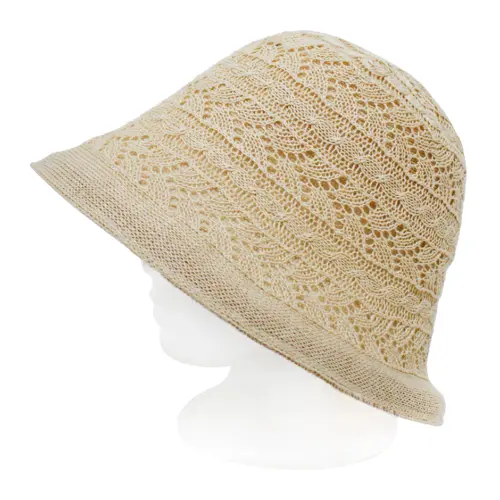 Sombrero tejido beige de 27x27x15cm