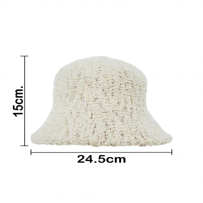 Sombrero de invierno de tela beige de 24.5x24.5x15cm - Image 4