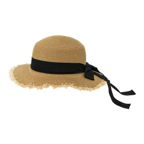 Sombrero de verano con listón caqui de 35x35x9cm