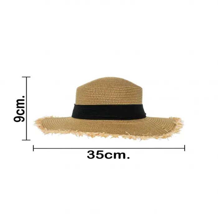 Sombrero de verano con listón caqui de 35x35x9cm - Image 4