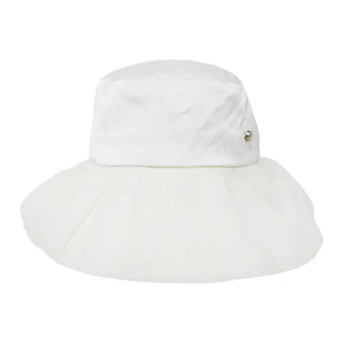 Sombrero de tela beige con moño de 33x33x17cm