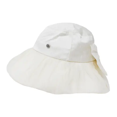 Sombrero de tela beige con moño de 33x33x17cm