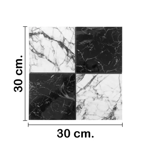 Adhesivo de plástico blanco con negro de 30x30cm30x30x0.3cm