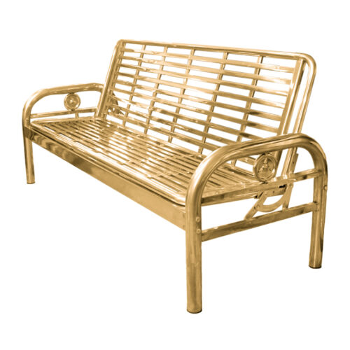 Banca de metal dorada de 190x70x95cm