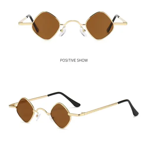 Lentes para sol con cristales diseño rombo café con dorado de 13.5x14x3.6cm