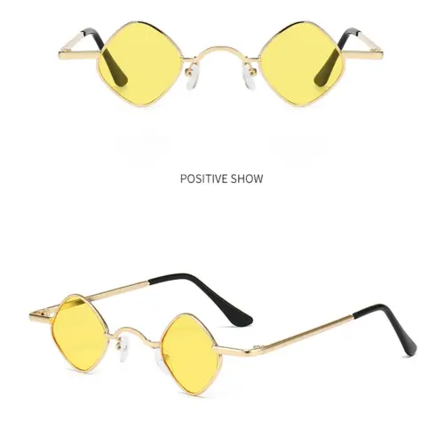 Lentes para sol con cristales diseño rombo amarillo con dorado de 13.5x14x3.6cm