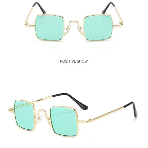 Lentes para sol con cristales cuadrados turquesa con dorado de 14.2×14.5x4cm