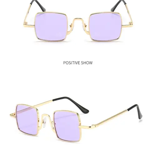 Lentes para sol con cristales cuadrados purpura con dorado de 14.2×14.5x4cm