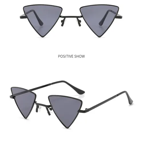 Lentes para sol con cristales triangulares negro con dorado de 14.5x15x4.4cm