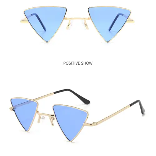 Lentes para sol con cristales triangulares azul marino con dorado de 14.5x15x4.4cm