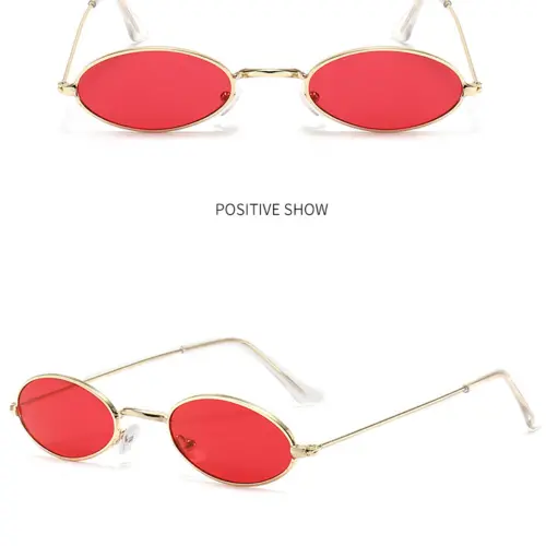Lentes para sol con cristales ovalados rojo con dorado de 13.5×14.5×2.9cm