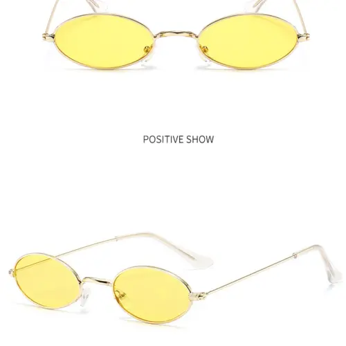 Lentes para sol con cristales ovalados amarillo dorado de 13.5×14.5×2.9cm