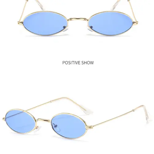 Lentes para sol con cristales ovalados azul marino con dorado de 13.5×14.5×2.9cm