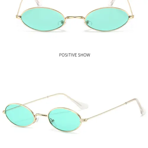 Lentes para sol con cristales ovalados turquesa con dorado de 13.5×14.5×2.9cm