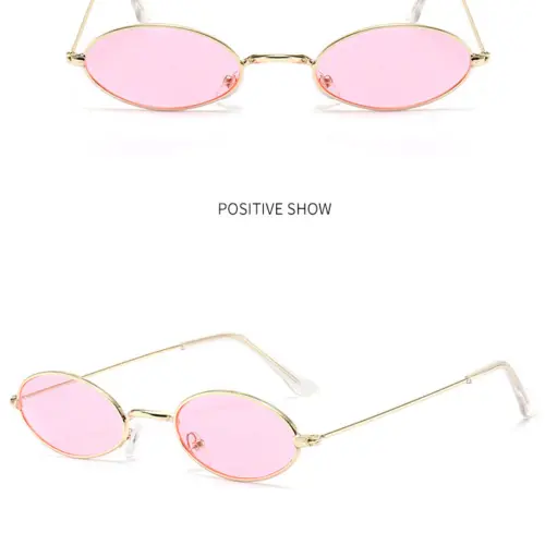 Lentes para sol con cristales ovalados rosa con dorado de 13.5×14.5×2.9cm