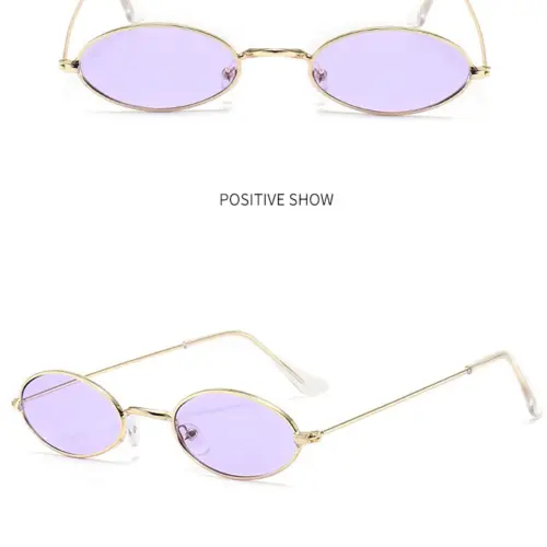 Lentes para sol con cristales ovalados púrpura con dorado de 13.5×14.5×2.9cm