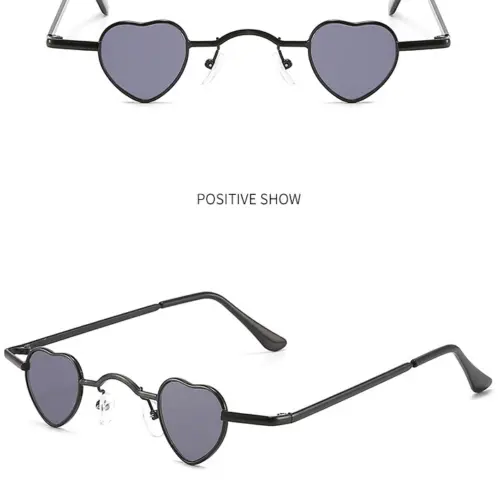 Lentes para sol con cristales diseño corazón negro con dorado de 13.5×14.5×2.9cm