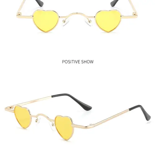 Lentes para sol con cristales diseño corazón amarillo con dorado de 13.5×14.5×2.9cm