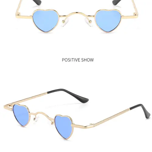 Lentes para sol con cristales diseño corazón azul marino con dorado de 13.5×14.5×2.9cm