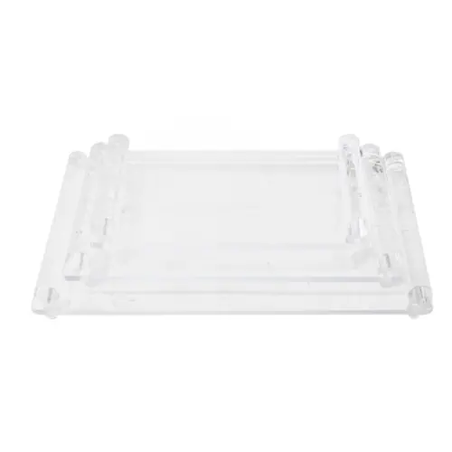 Juego de 3 charolas rectangulares de acrilico transparente de 40/34/28×24/20/16x5cm
