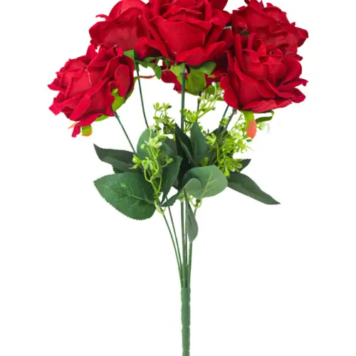 Ramo de rosas artificial rojo de 24x43x0.1cm