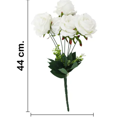 Ramo de rosas artificial blancas de 24x43x0.1cm