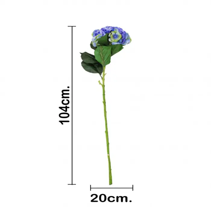 Vara de flores artificiales de hortensias azules de 20x104x0.1cm - Image 3