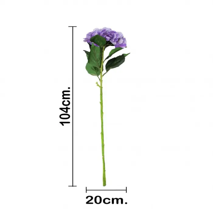 Vara de flores artificiales de hortensias lila de 20x104x0.1cm - Image 3