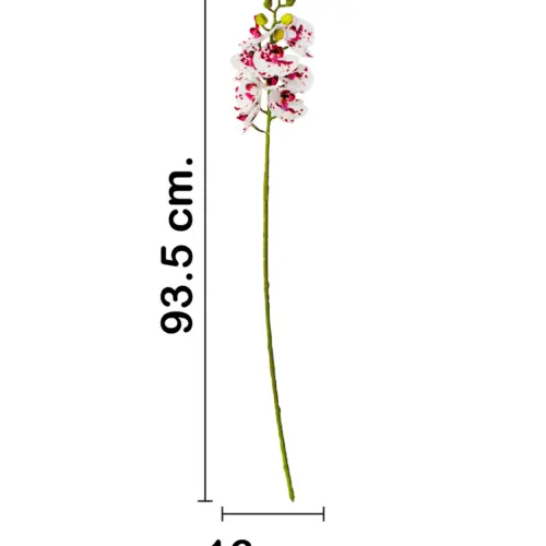 Vara de orquidea artificial blanca con puntos de 10x66x0.1cm
