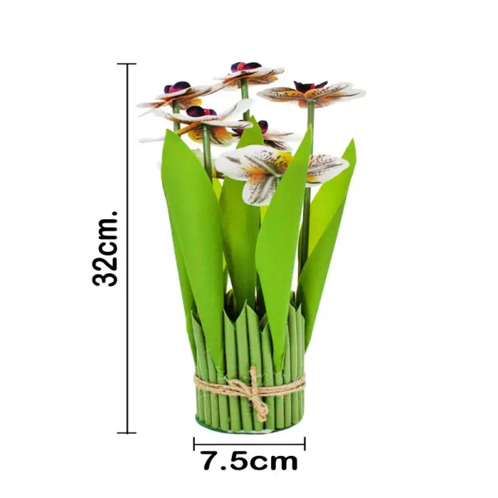 Ramo artificial de orquideas en base blanco con violeta de 15x15x31cm - Image 4