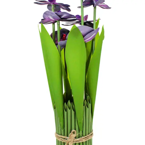 Ramo artificial de orquideas en base morada de 15x15x31cm