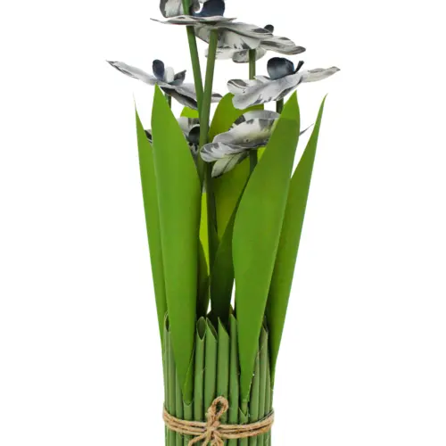 Ramo artificial de orquideas en base blancas con negro de 15x15x31cm