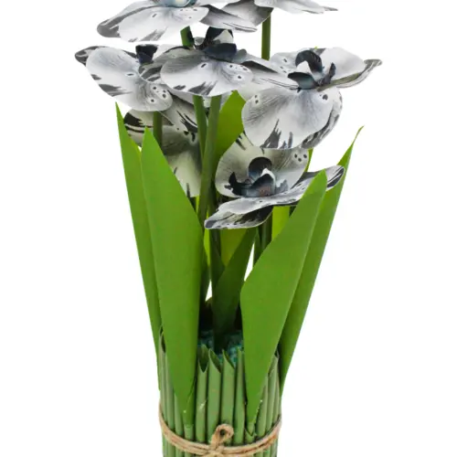 Ramo artificial de orquideas en base blancas con negro de 15x15x31cm