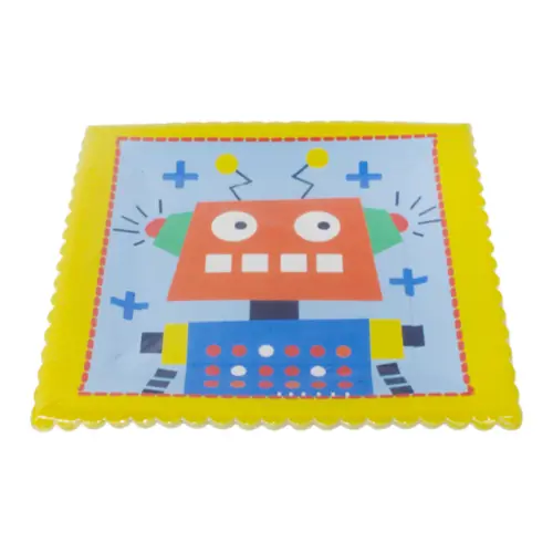 Paquete de 8 platos desechables estampado robot de 23x23x1.8cm