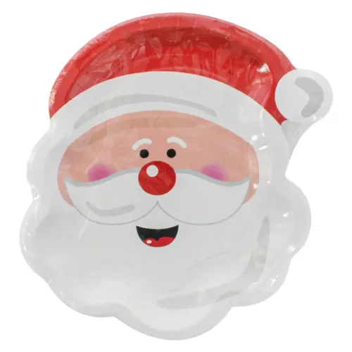 Paquete de 8 platos desechables estampado Santa Claus de 23.5x27x1.5cm