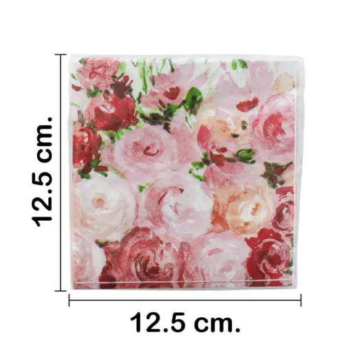 Servilletas de papel estampado flores de 13x13x1.5cm