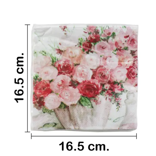 Servilleta de papel con diseño flores de 16.5×16.5×1.5cm