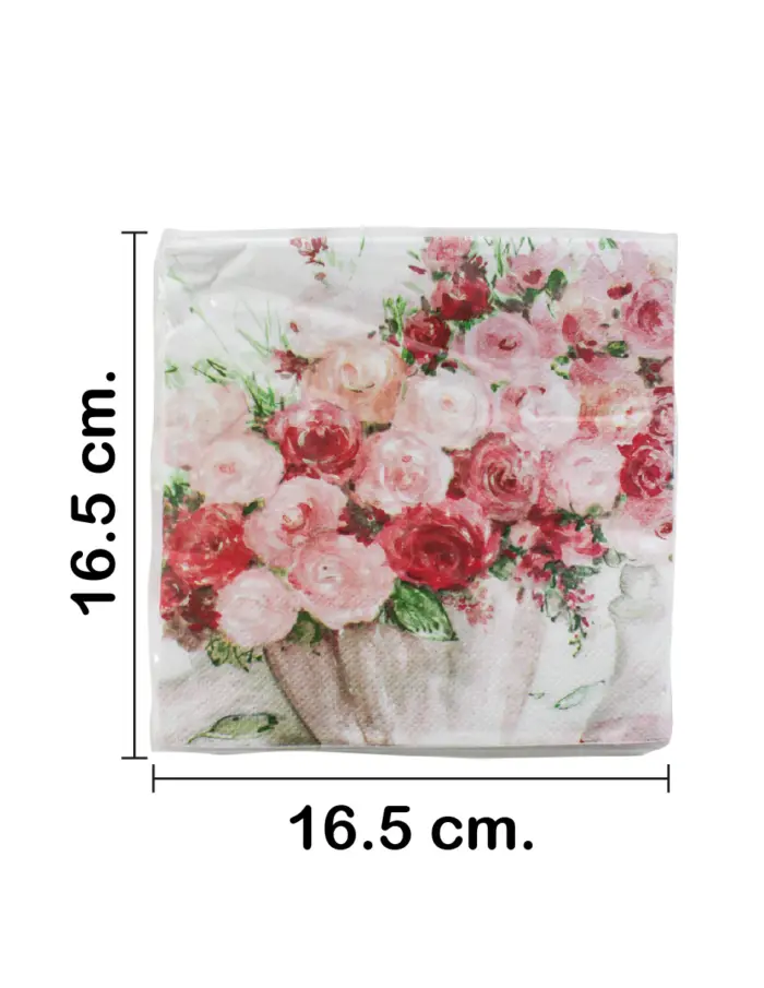 Servilleta de papel con diseño flores de 16.5x16.5x1.5cm - Image 2