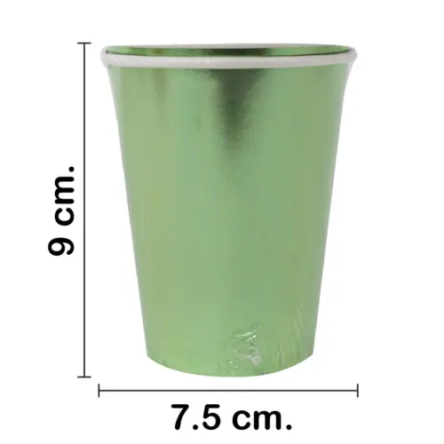 Paquete de 8 vasos desechables verde brillante de 250ml y 7.5×7.5x13cm