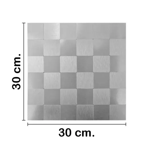 Adhesivo para pared de plastico plateado a cuadros de 30x30x0.1cm
