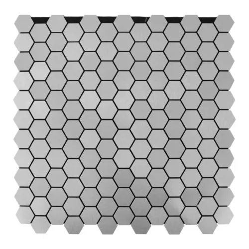Adhesivo para pared de plastico plateado con hexágonos de 30x30x0.1cm
