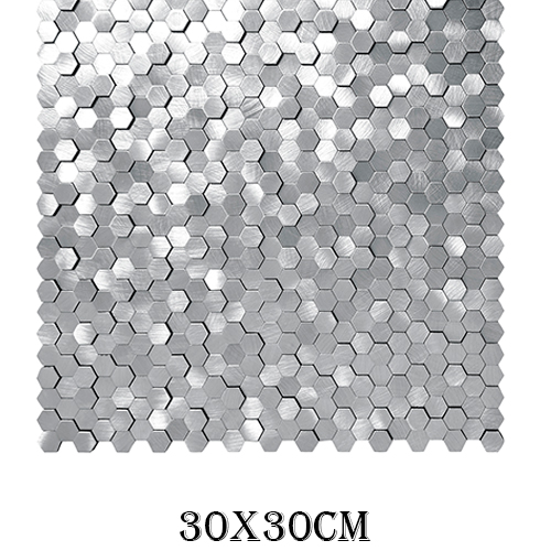Adhesivo plateado diseño exagonos de 30x30cm