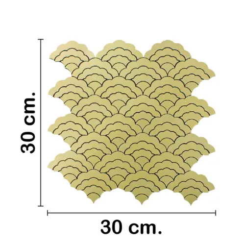 Adhesivo para pared de plastico dorado diseño nubes de 30x30x0.1cm