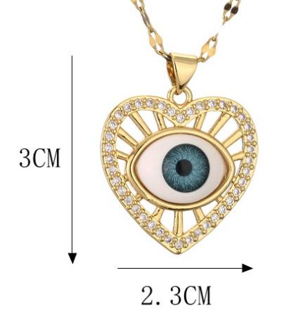 Collar con dije en forma de corazón y ojo turco de 2.3x3x50cm